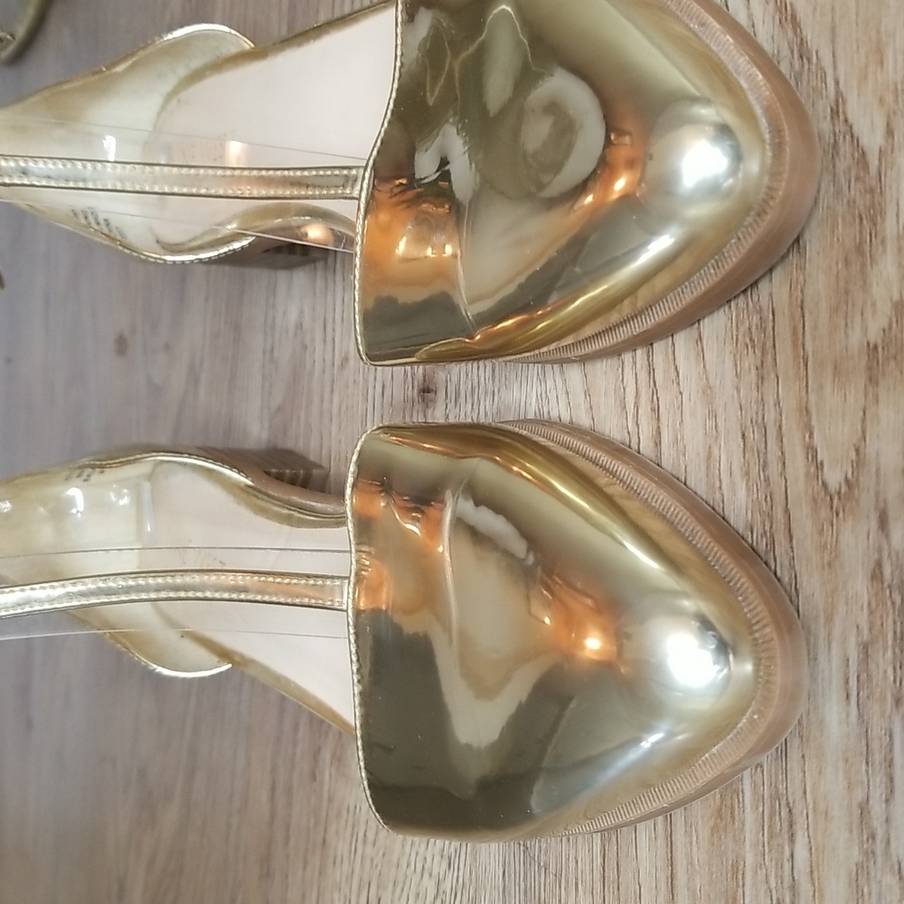 Nine West Womens Gild Metallic Closed Toe Ankle Strap Shoes Size 8M - Picture 2 of 12